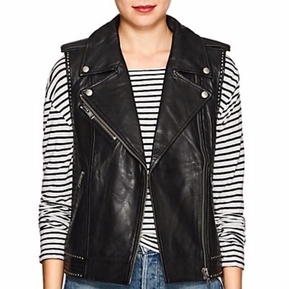 Zadig & Voltaire Lexy Studded Leather Moto Vest - Picture 1 of 3